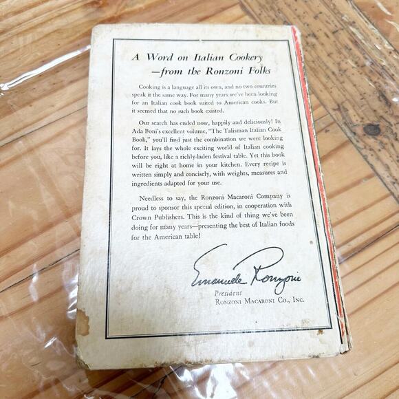 Vintage 1950 Talisman Italian Cook Book by Ada Boni Hardcover - Picture 2 of 9